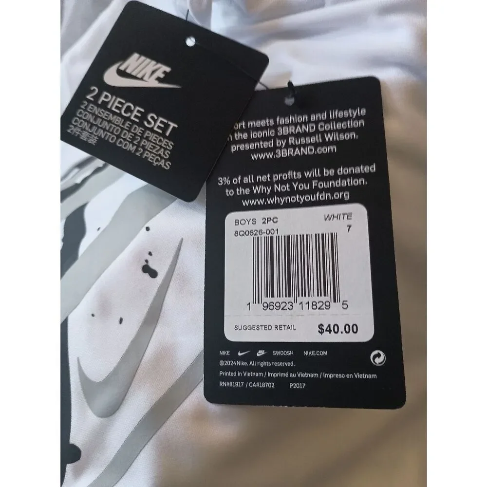 Nike Boys Russell Wilson Short Set Black/White Multiple Sizes BRAND NEW + TAGS